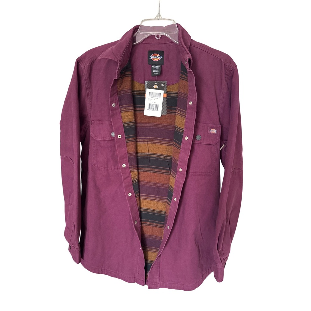 Men's Dickies Duck Flannel Lined Shirt Grape Wine size S NWT